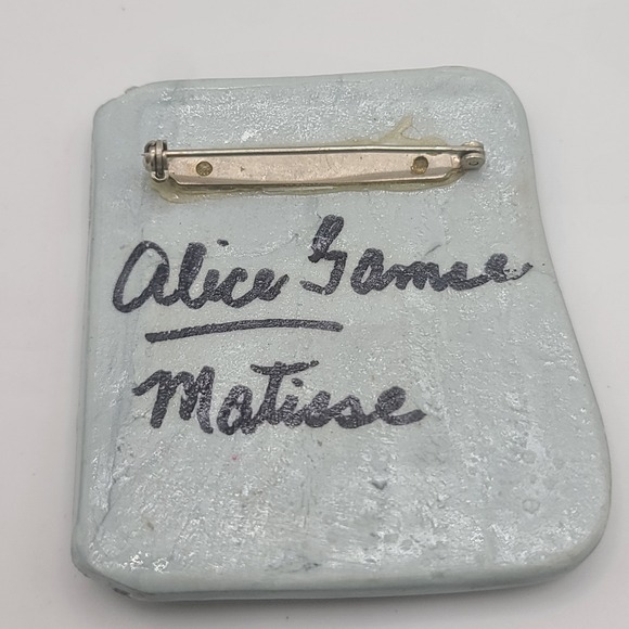 Vintage Matisse Brooch Lady Purple Robe Signed - Picture 10 of 13